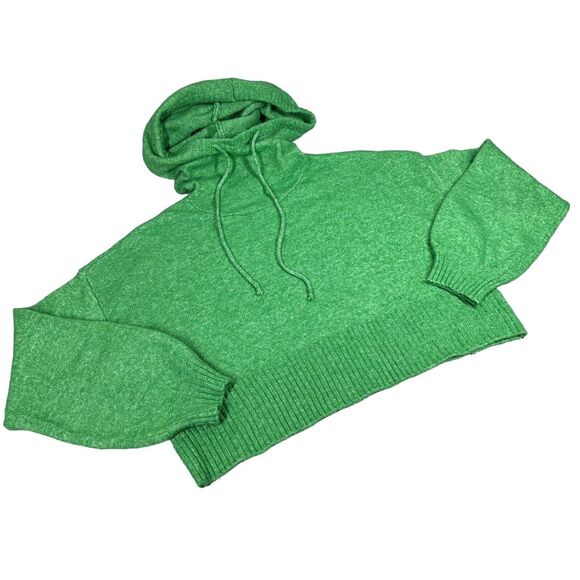 LA Hearts Cropped Boxy Knit Sweater Hoodie Women Size S Oversized Green Cottage - Picture 8 of 8